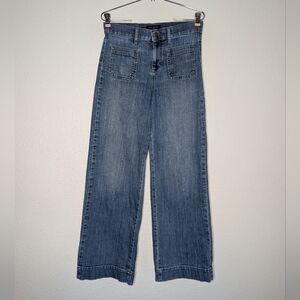 Banana Republic Womens Blue Denim High Rise Wide Leg Tab Button Zip Jeans 26 2